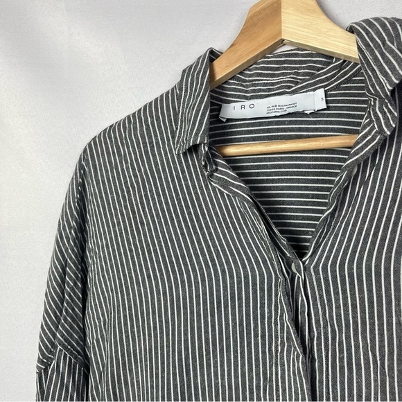 IRO Markina Gray Pin Stripe Long Sleeve Blouse 34 / S - Picture 4 of 5